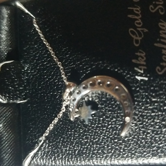 Macy's 14k gold over sterling silver and diamond moon and star necklace - Picture 10 of 10